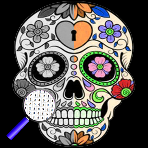 Skull Art Coloring By Number logo