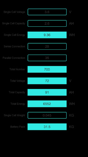 Battery Pack Calculator Screen 3