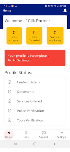 1Clik Partner App Screen 2