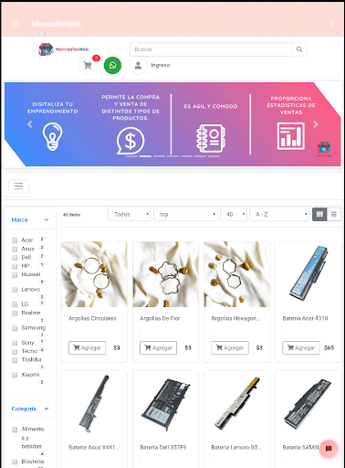 Android application mercaditoweb screenshort