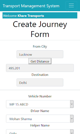 Android application Transportation Management App screenshort