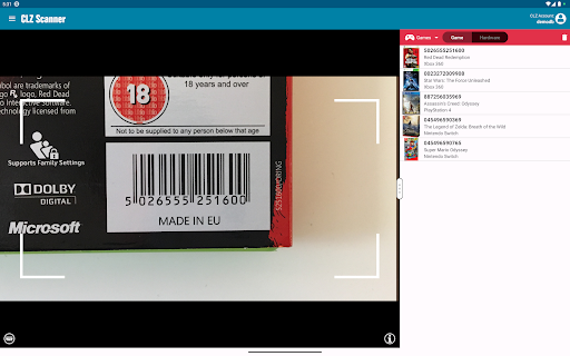Screenshot of CLZ Scanner