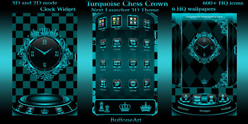 Android application Turquoise Chess Crown 3D Next screenshort