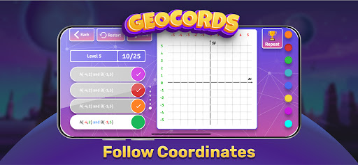 GeoBoard coordinates cartesian ekran görüntüsü