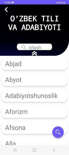 Fanlardan glossary Screen 2