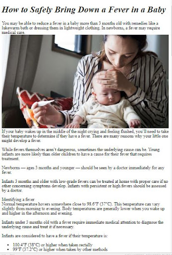 Android application Reduce Baby Fever Tips screenshort
