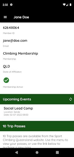 Android application Sport Climbing Australia screenshort