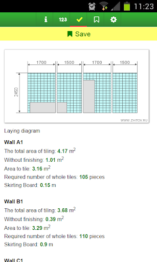 Calculation of ceramic tiles Screen 3