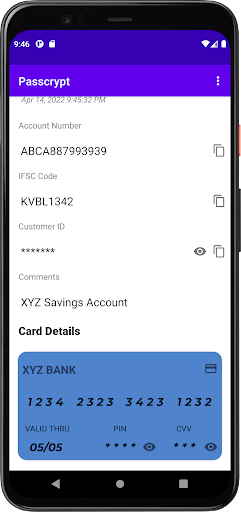 Android application Passcrypt screenshort