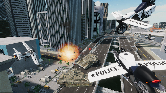 Real Flying Police Motor Game