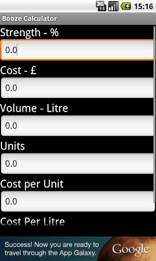 Android application Booze Calculator screenshort