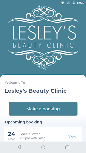Android application Lesley’s Beauty Clinic screenshort