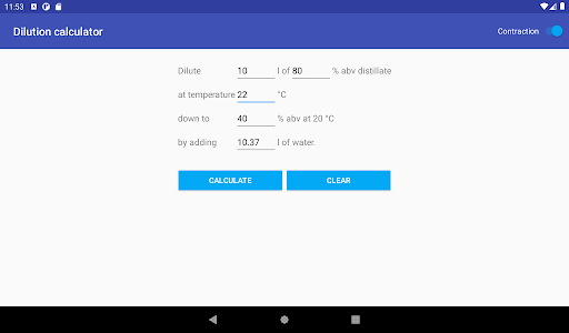 Dilution calculator Screen 3