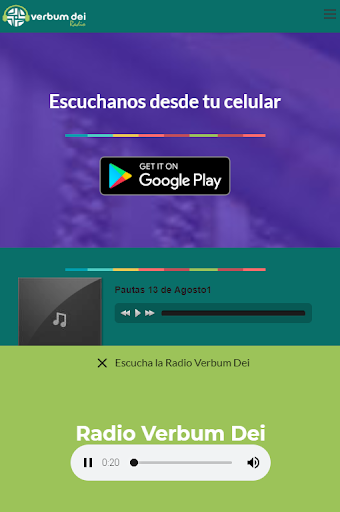 Android application Verbum Dei Radio Catolica screenshort
