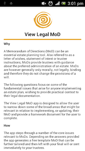 Android application View Legal MoD screenshort