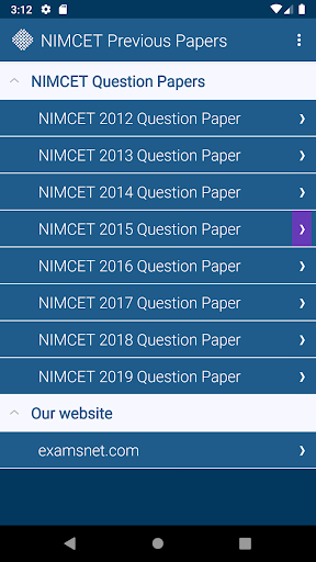 Android application NIMCET Exam Previous Papers screenshort