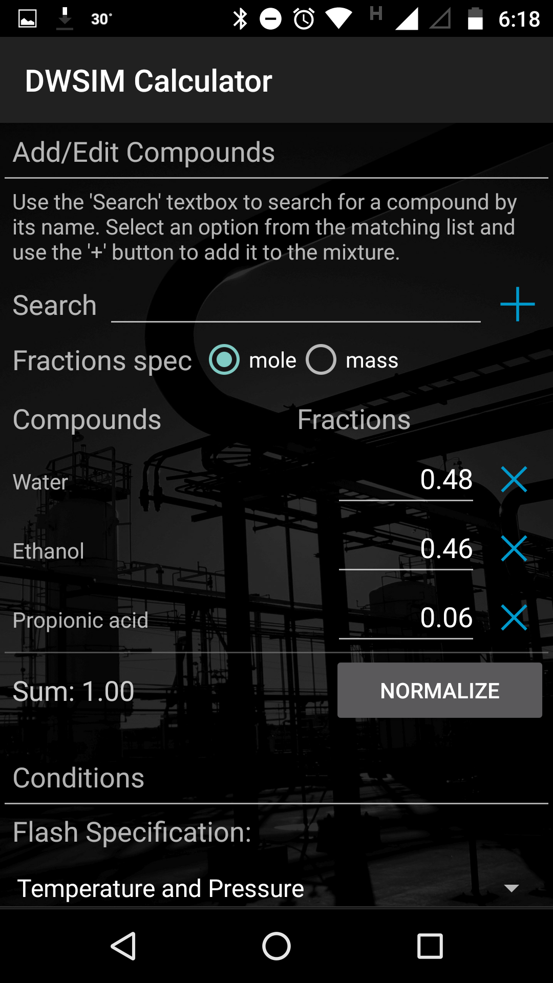 Android application DWSIM Calculator screenshort