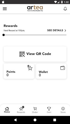 Artea Bubble Tea Rewards Screen 2