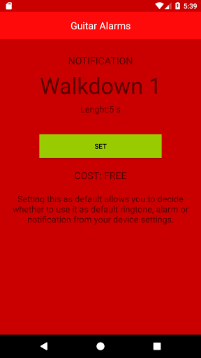 Guitar Alarms Screen 2