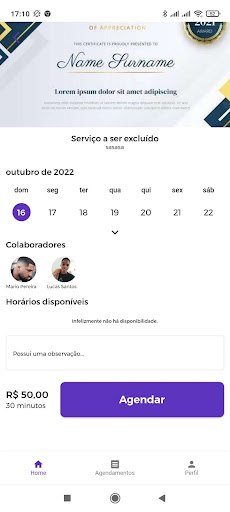Android application Vizzua - Agendamento estético screenshort