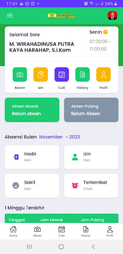 Android application ABSENSI YPWP screenshort