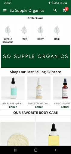 Android application So Supple Organics screenshort