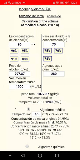 Alcohol dilution calculator