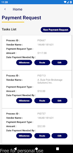 PN3 Payables for Aquafin Screen 3