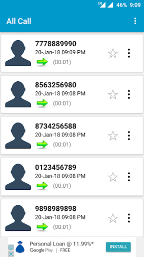 Android application Auto Call Recorder screenshort