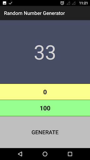 Random number generator Screen 2