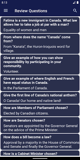 Canadian Citizenship Test 2024 Screen 3