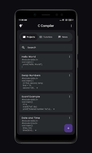 Android application C Compiler(Pro) screenshort