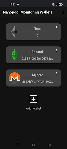 Android application Nanopool Monitoring screenshort
