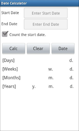 Android application Date Calculator screenshort