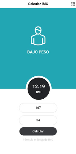 Android application Indice de Masa Corporal screenshort