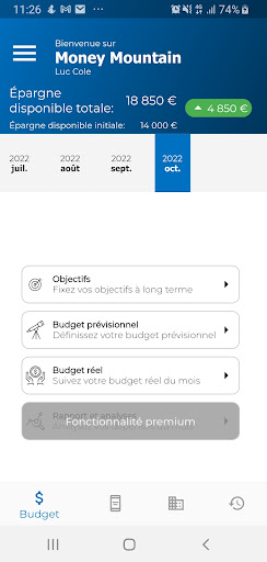 Android application Money Mountain budget épargne screenshort