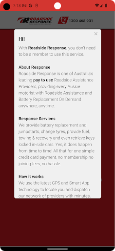 Roadside Response Screen 2