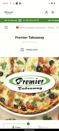 Android application Premier Takeaway screenshort