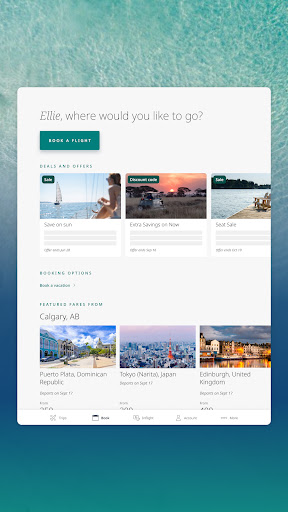 Screenshot of WestJet