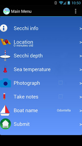 Android application Secchi screenshort