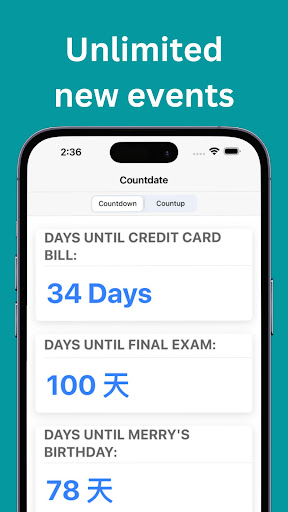 Screenshot of Countdate - Date count down/up