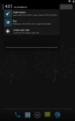 Android application Quick Notes in Statusbar screenshort