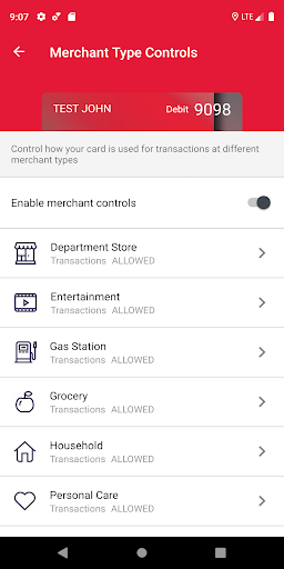 German American Card Control Screen 3