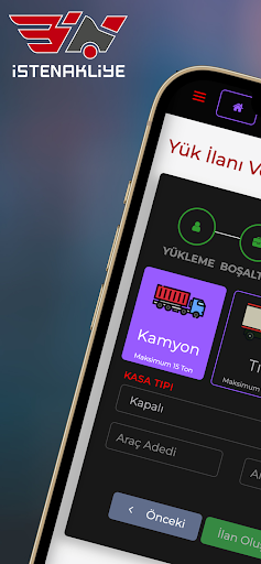Android application İsteNakliye screenshort