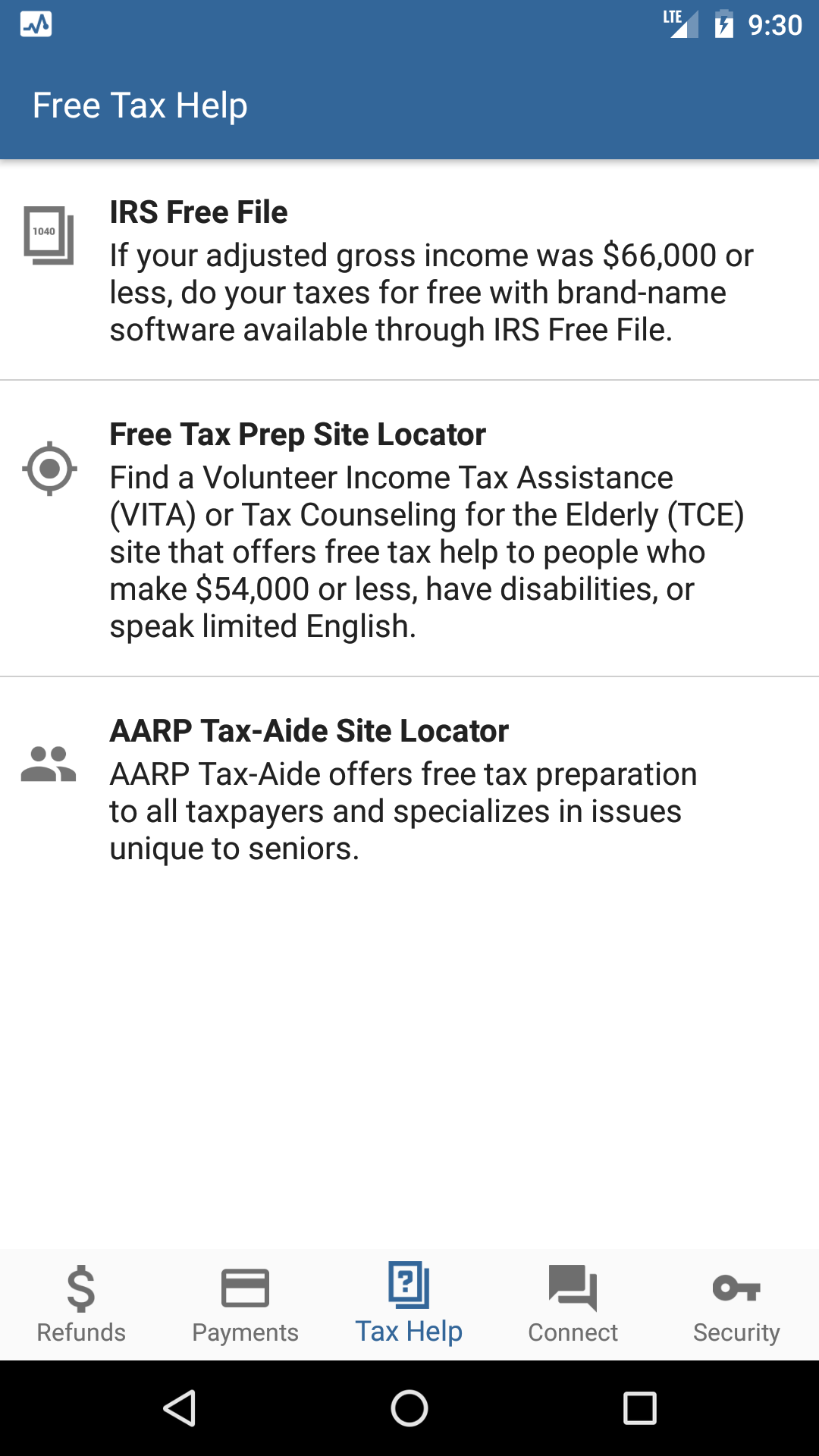Android application IRS2Go screenshort
