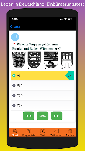 Einbürgerungstest: Leben in DE Screen 2