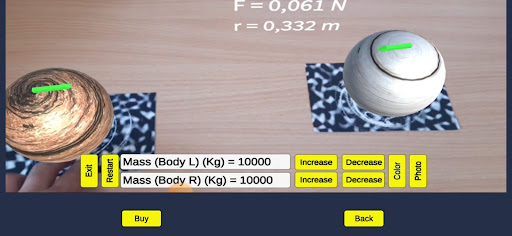 Gravitational Force AR Demo Screen 2