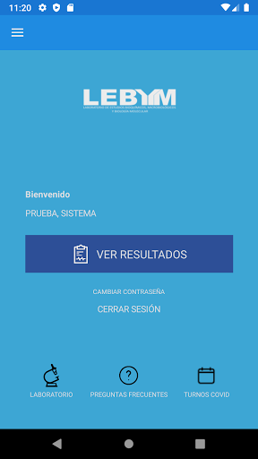 Android application Laboratorio LEBYM screenshort