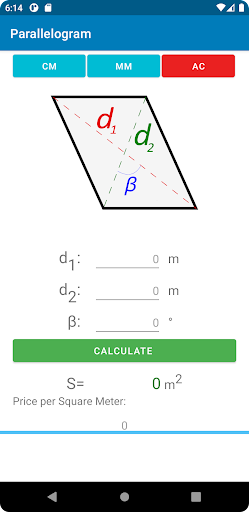 m2 - calculator Screen 2