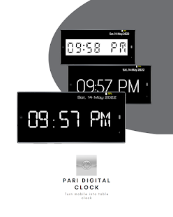 Snímek obrazovky digitálních hodin Pari